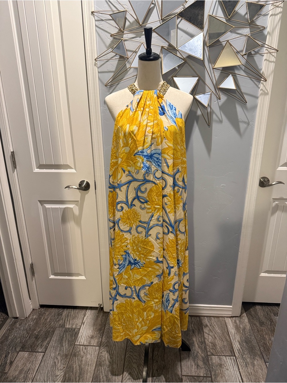 Mestiza Yellow Floral Halter Maxi Dress -